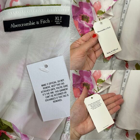 Abercrombie &Fitch Strawberry Floral Ruffle Hi-Low Dress XL Tall Romantic Formal - Picture 14 of 15